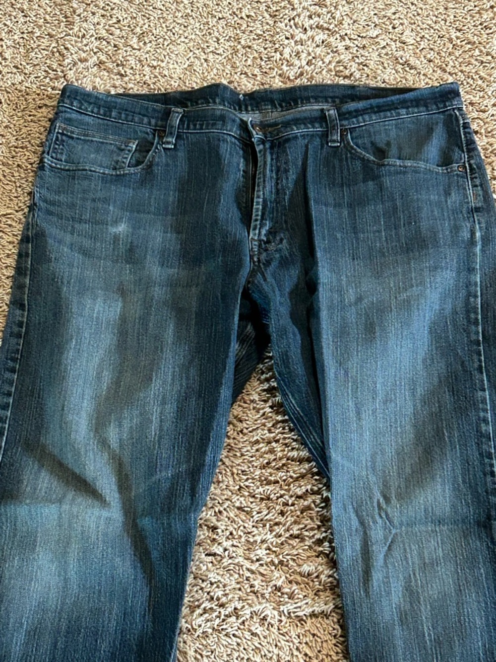 Men's Dark Blue Straight-Leg Jeans - Picture 3 of 3